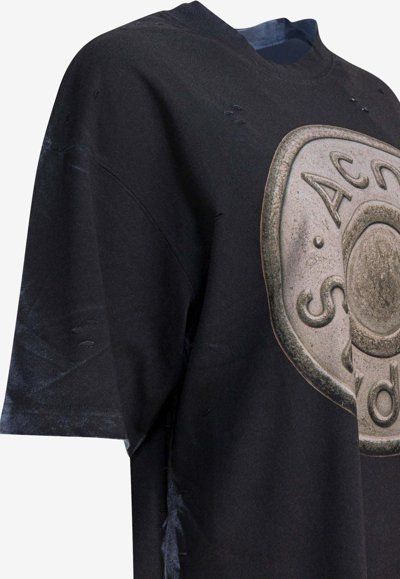 Acne Studios Logo Print Distressed T-shirt Black CL0362900_bb765bfc-a854-472f-9ec5-41ea4d130277