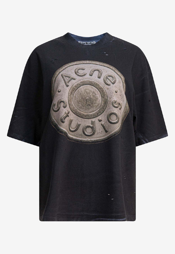 Acne Studios Logo Print Distressed T-shirt Black CL0362900_bb765bfc-a854-472f-9ec5-41ea4d130277