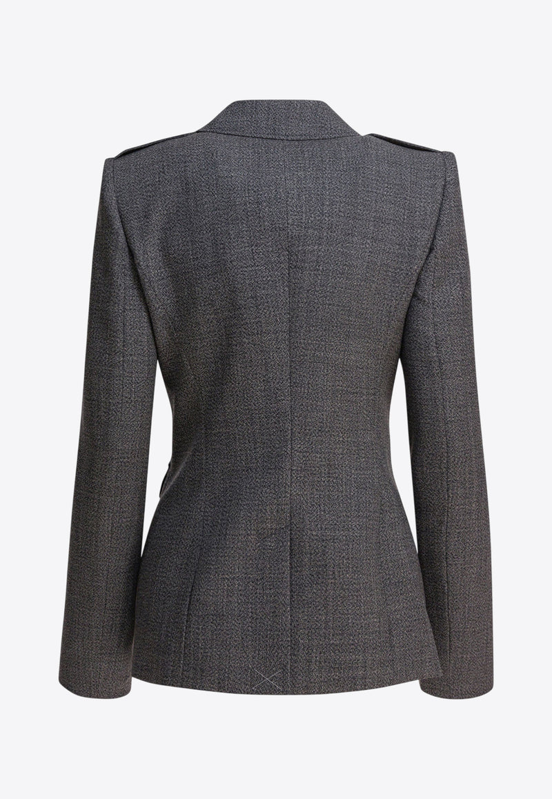 Alexander McQueen Single-Breasted Buttoned Jacket Gray 826947QJAFD1121_82477