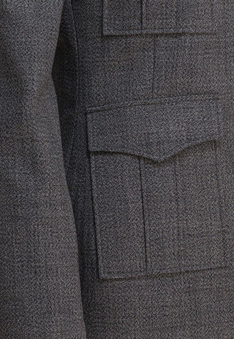 Alexander McQueen Single-Breasted Buttoned Jacket Gray 826947QJAFD1121_82477