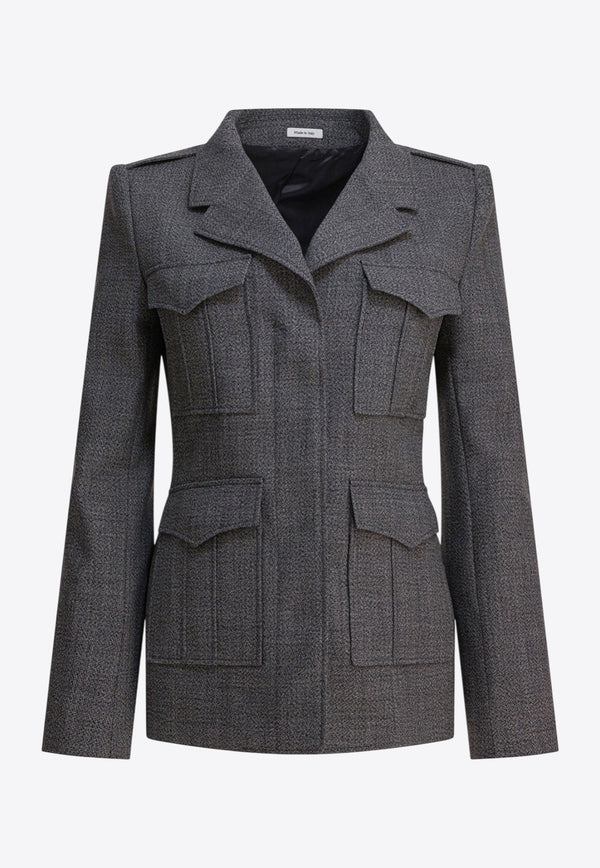 Alexander McQueen Single-Breasted Buttoned Jacket Gray 826947QJAFD1121_82477