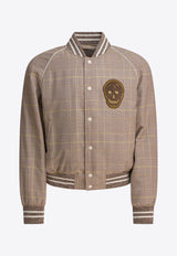 Alexander McQueen Skull Patch Prince of Wales Bomber Jacket Beige 827398QUACY9238_82448
