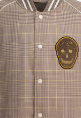 Alexander McQueen Skull Patch Prince of Wales Bomber Jacket Beige 827398QUACY9238_82448