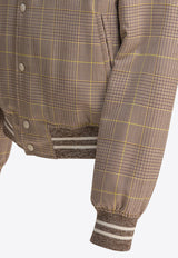 Alexander McQueen Skull Patch Prince of Wales Bomber Jacket Beige 827398QUACY9238_82448