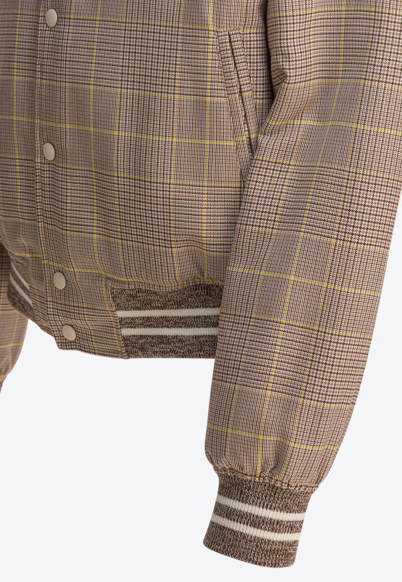 Alexander McQueen Skull Patch Prince of Wales Bomber Jacket Beige 827398QUACY9238_82448