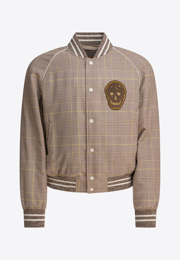 Alexander McQueen Skull Patch Prince of Wales Bomber Jacket Beige 827398QUACY9238_82448