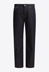 Alexander McQueen Logo Patch Straight-Leg Jeans Blue 839142QYAAB4244_82405