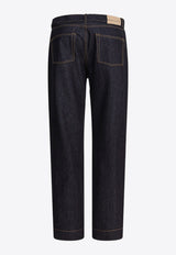Alexander McQueen Logo Patch Straight-Leg Jeans Blue 839142QYAAB4244_82405