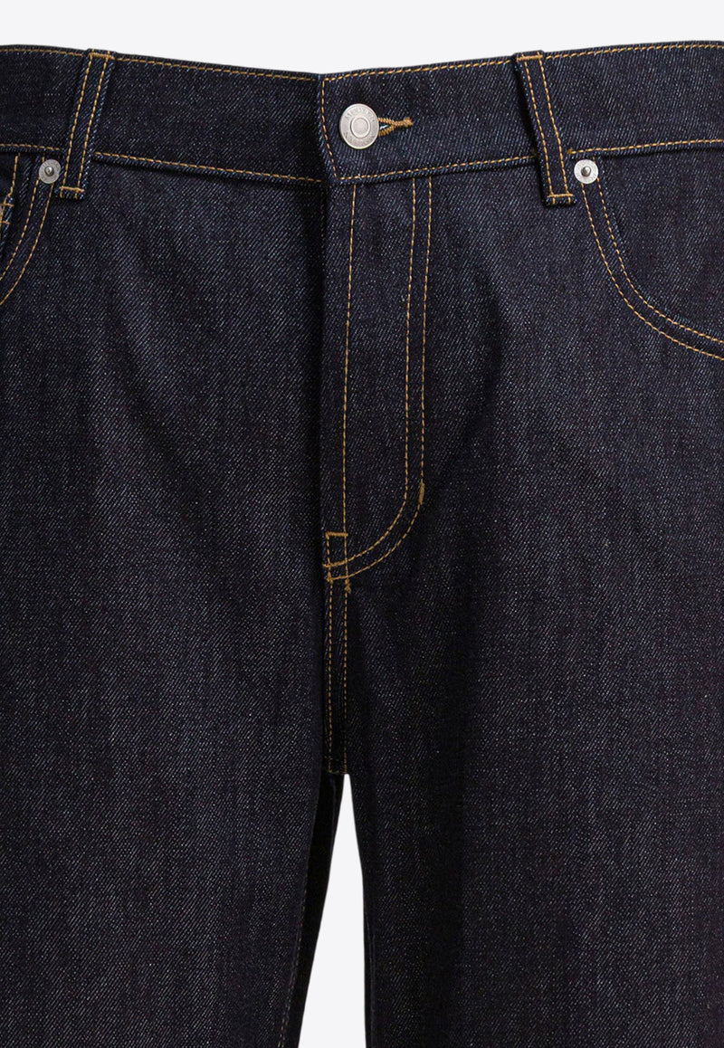 Alexander McQueen Logo Patch Straight-Leg Jeans Blue 839142QYAAB4244_82405