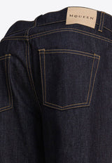 Alexander McQueen Logo Patch Straight-Leg Jeans Blue 839142QYAAB4244_82405