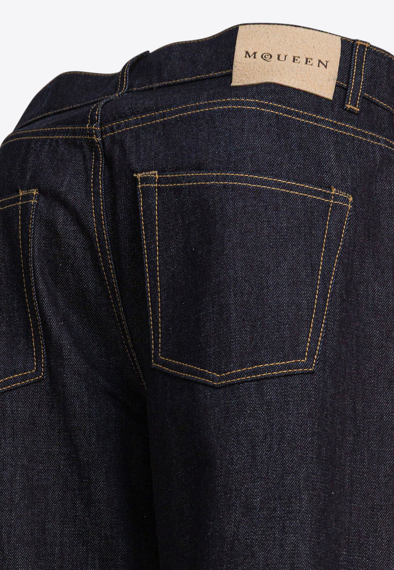 Alexander McQueen Logo Patch Straight-Leg Jeans Blue 839142QYAAB4244_82405