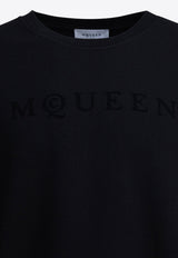 Alexander McQueen Logo Embroidered Crewneck Sweatshirt Black 839216QTADU0548_82458