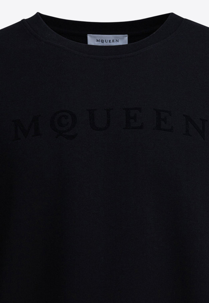 Alexander McQueen Logo Embroidered Crewneck Sweatshirt Black 839216QTADU0548_82458