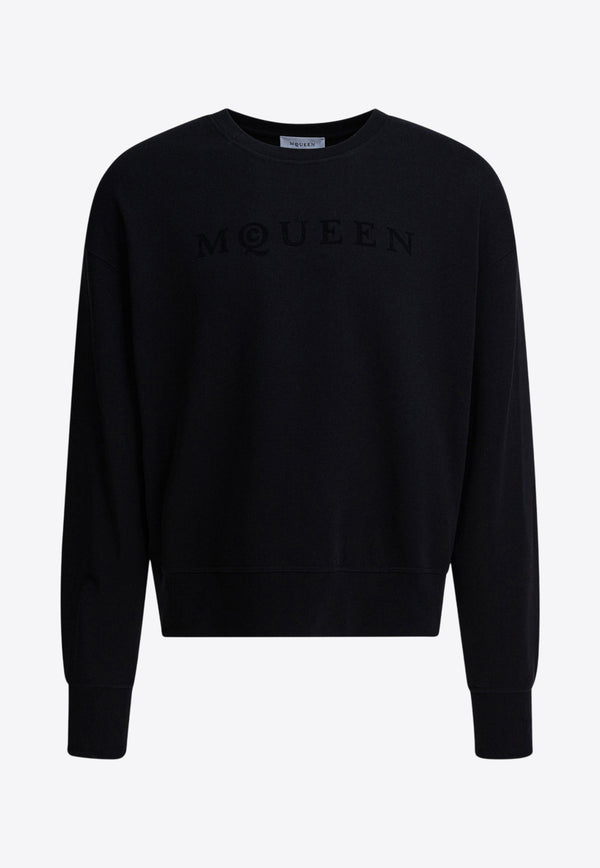 Alexander McQueen Logo Embroidered Crewneck Sweatshirt Black 839216QTADU0548_82458