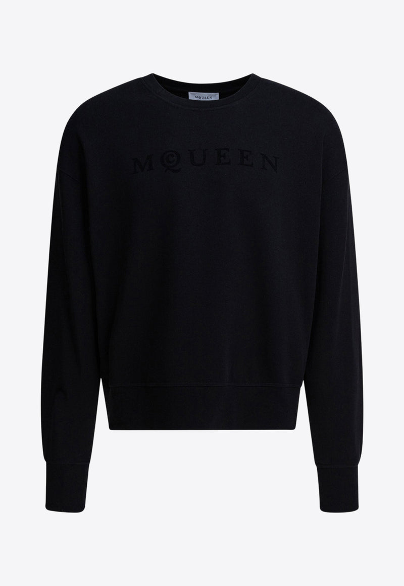 Alexander McQueen Logo Embroidered Crewneck Sweatshirt Black 839216QTADU0548_82458