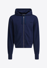 Alexander McQueen Logo Embroidered Zip-Up Hoodie Blue 839217QTADU0438_82524