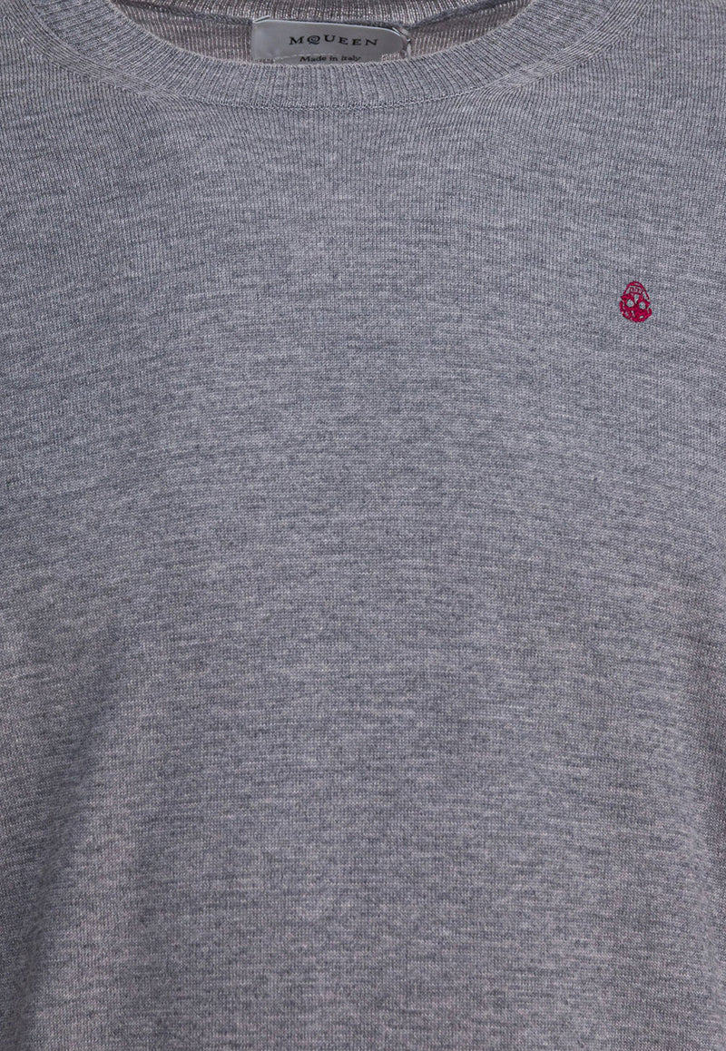 Alexander McQueen Embroidered Skull Wool Sweater Gray 839686Q1BEC1364_bb321a2c-19ef-4fd4-8945-366c69d55e5b