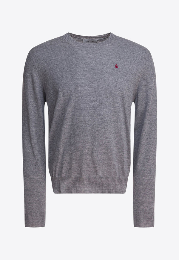 Alexander McQueen Embroidered Skull Wool Sweater Gray 839686Q1BEC1364_bb321a2c-19ef-4fd4-8945-366c69d55e5b