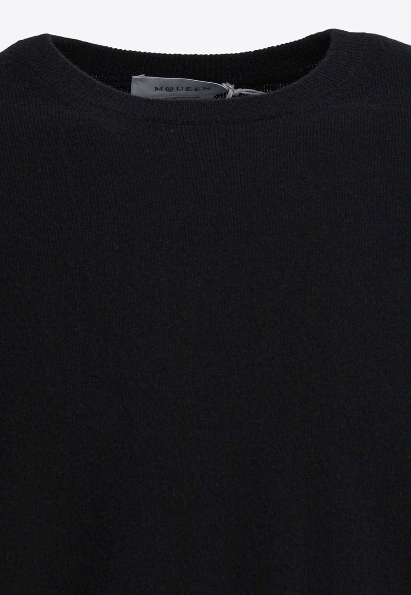 Alexander McQueen Wool Sweater with Back-Pendant Black 839688Q1BED1000_66a62f82-4296-4649-a98a-846a8b9400b3