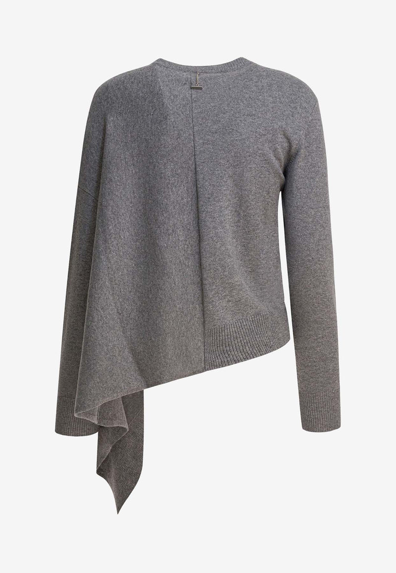 Alexander McQueen Asymmetric Wool and Cashmere Sweater Gray 839874Q1BEU1020_099884fd-a27b-4210-a15a-6376d095b940