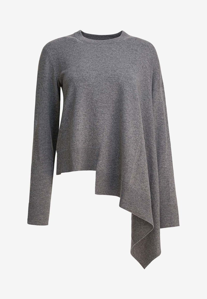 Alexander McQueen Asymmetric Wool and Cashmere Sweater Gray 839874Q1BEU1020_099884fd-a27b-4210-a15a-6376d095b940