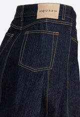 Alexander McQueen Mini Denim Flared Skirt Blue 847959QMADZ4098_ac0c0375-a602-4ee1-a022-74a87940c896