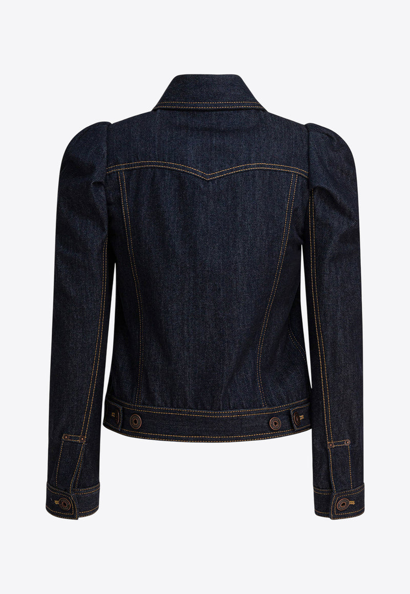 Alexander McQueen Puffed-Shoulder Denim Jacket Blue 847964QMADZ4098_73e6e4b3-1a0f-4c72-8d38-67a4f883b25e