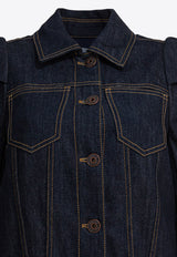 Alexander McQueen Puffed-Shoulder Denim Jacket Blue 847964QMADZ4098_73e6e4b3-1a0f-4c72-8d38-67a4f883b25e