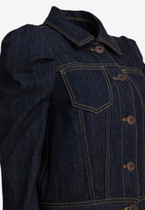 Alexander McQueen Puffed-Shoulder Denim Jacket Blue 847964QMADZ4098_73e6e4b3-1a0f-4c72-8d38-67a4f883b25e