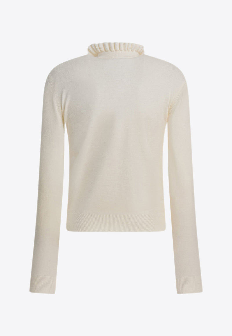 Alexander McQueen Ruffled-Neck Wool Knit Top White 852296Q1BFS9004_09403179-87f9-458c-b55d-4f201a1dab76