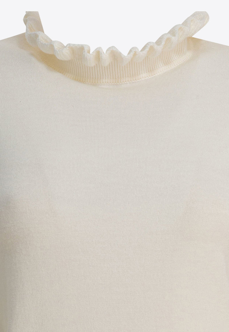 Alexander McQueen Ruffled-Neck Wool Knit Top White 852296Q1BFS9004_09403179-87f9-458c-b55d-4f201a1dab76