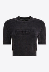 Alexander Wang Embossed Logo Faded Cropped T-shirt Black 1KC3251030011_f996ea12-2963-41c7-bab6-c3eb97f32299