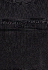 Alexander Wang Embossed Logo Faded Cropped T-shirt Black 1KC3251030011_f996ea12-2963-41c7-bab6-c3eb97f32299