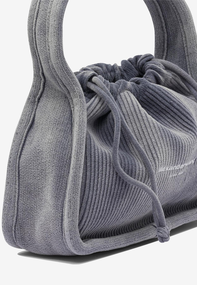 Alexander Wang Small Ryan Ribbed Shoulder Bag Blue 20424K41T458A_81949