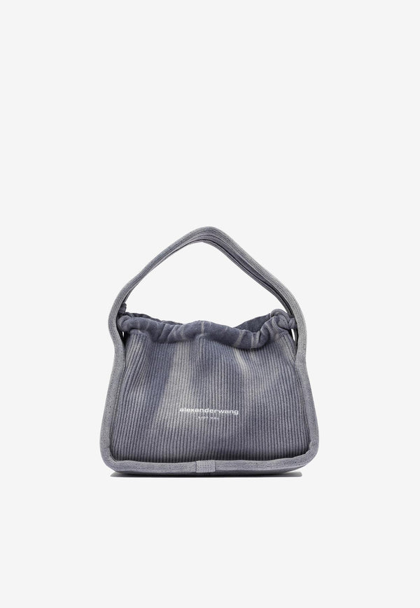 Alexander Wang Small Ryan Ribbed Shoulder Bag Blue 20424K41T458A_81949