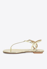 Aquazzura Almost Bare Metallic Leather Flat Sandals Gold ALBFLAA0SSYSOG_82831