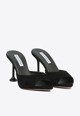 Aquazzura Bisous 85 Suede Mules Black BISMIDM0SAA000_82757