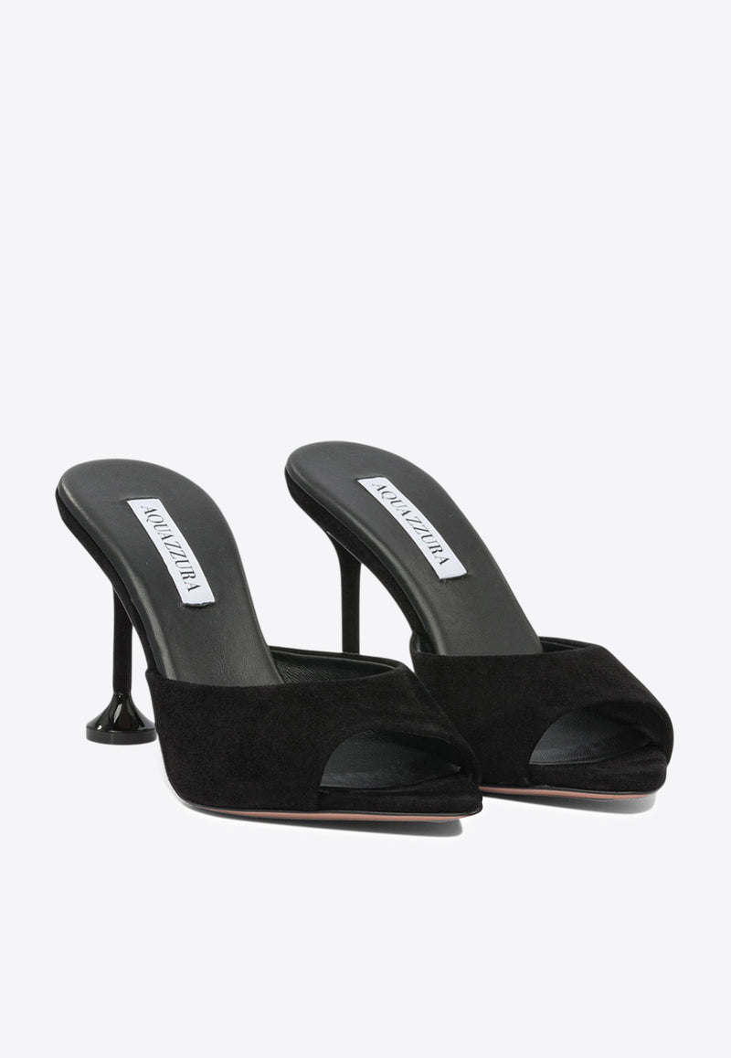 Aquazzura Bisous 85 Suede Mules Black BISMIDM0SAA000_82757