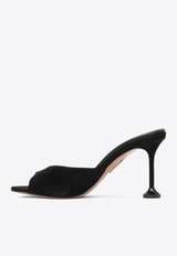 Aquazzura Bisous 85 Suede Mules Black BISMIDM0SAA000_82757