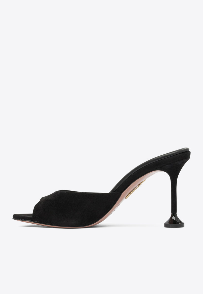 Aquazzura Bisous 85 Suede Mules Black BISMIDM0SAA000_82757