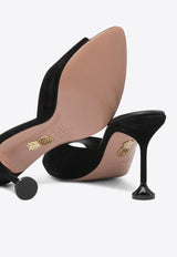 Aquazzura Bisous 85 Suede Mules Black BISMIDM0SAA000_82757