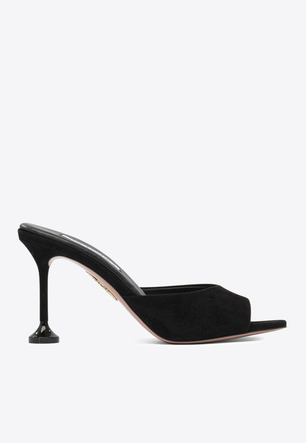 Aquazzura Bisous 85 Suede Mules Black BISMIDM0SAA000_82757