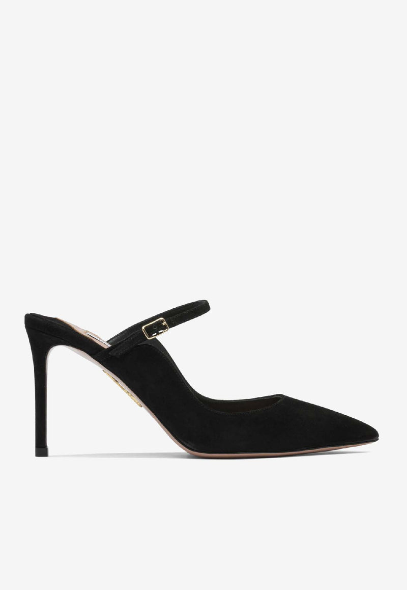 Aquazzura Mary Jane 80 Suede Mules Black BLZMIDM0SUE000_0a91d966-e46e-42e3-a22b-e6adbdec60d3