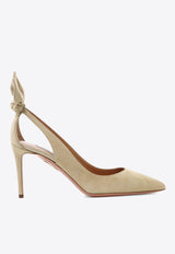 Aquazzura Bow Tie 85 Suede Pumps Beige DENMIDP0SUEECA_1e00c79e-a835-49ad-9afb-17a3ec4dcb54