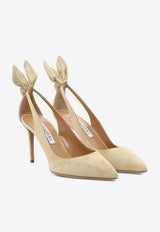 Aquazzura Bow Tie 85 Suede Pumps Beige DENMIDP0SUEECA_1e00c79e-a835-49ad-9afb-17a3ec4dcb54