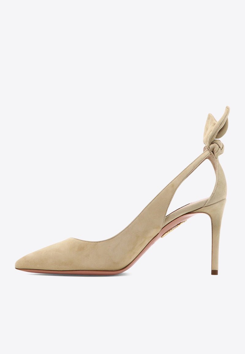 Aquazzura Bow Tie 85 Suede Pumps Beige DENMIDP0SUEECA_1e00c79e-a835-49ad-9afb-17a3ec4dcb54