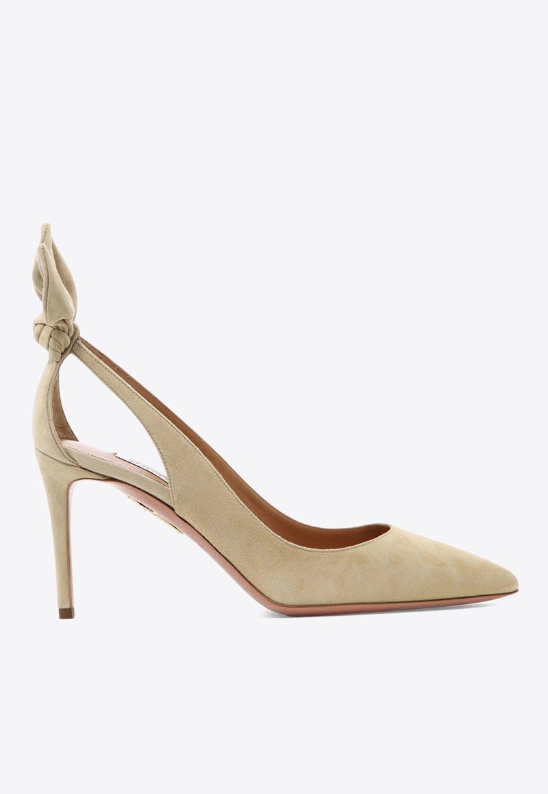 Aquazzura Bow Tie 85 Suede Pumps Beige DENMIDP0SUEECA_1e00c79e-a835-49ad-9afb-17a3ec4dcb54