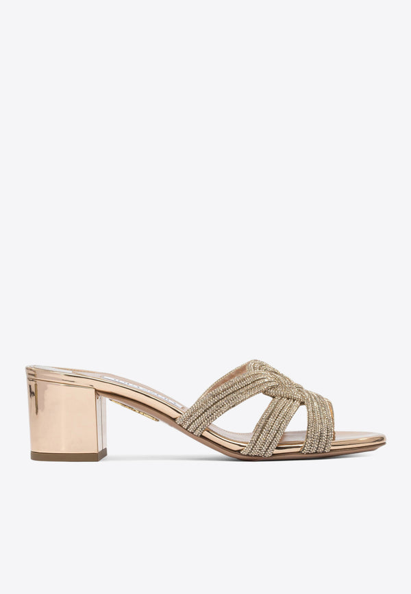 Aquazzura Felix 50 Crystal Embellished Mules Pink FXCMIDM0SSYROG_82761