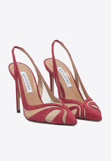 Lune 105 Suede and Mesh Slingback Pumps