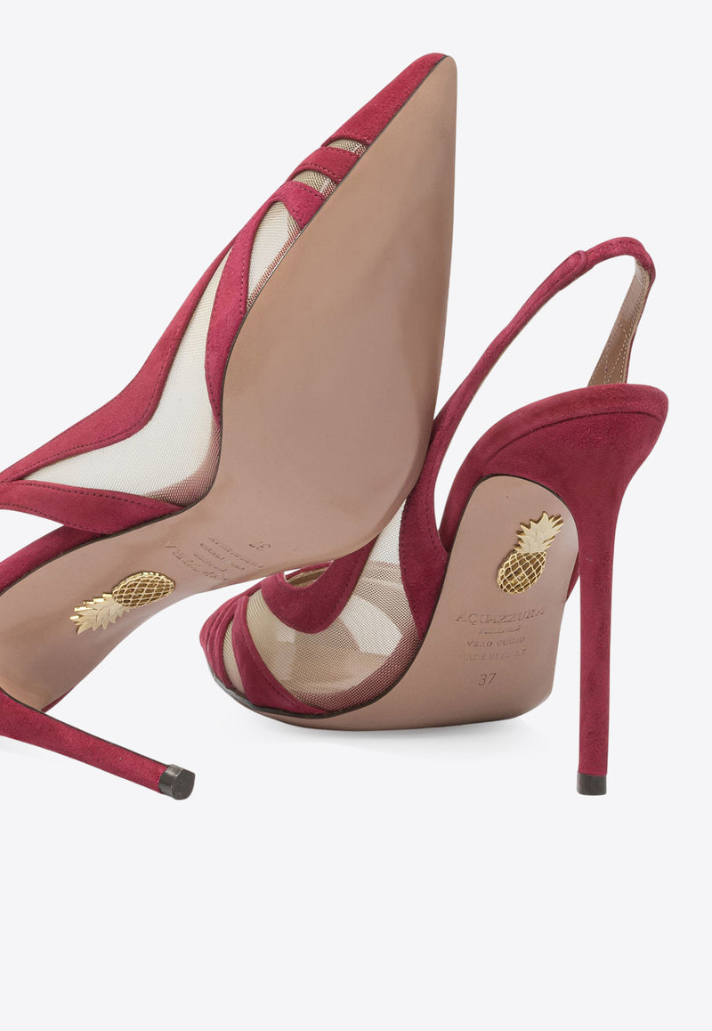 Aquazzura Lune 105 Suede and Mesh Slingback Pumps Red LNEHIGL0SFECD3_04192c9b-c2b8-4a27-bfe8-0e32b580d0c3
